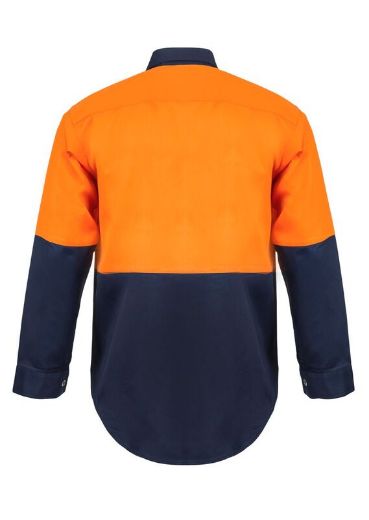 Picture of WorkCraft HI VIS LONG SLEEVE COTTON DRILL SHIRT WITH PRESS STUDS